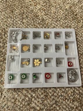 Silver & Gold Charm Beads with Holiday Accents Bracelet